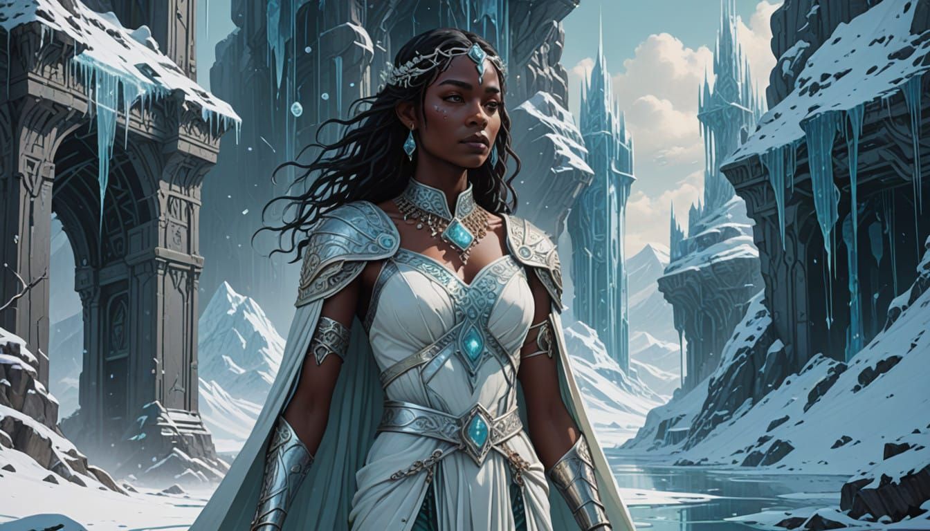 Elven Goddess in Crystal Ice Temple