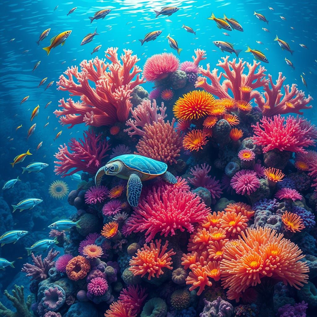 Coral Reef Ecosystem in Radiant Colors