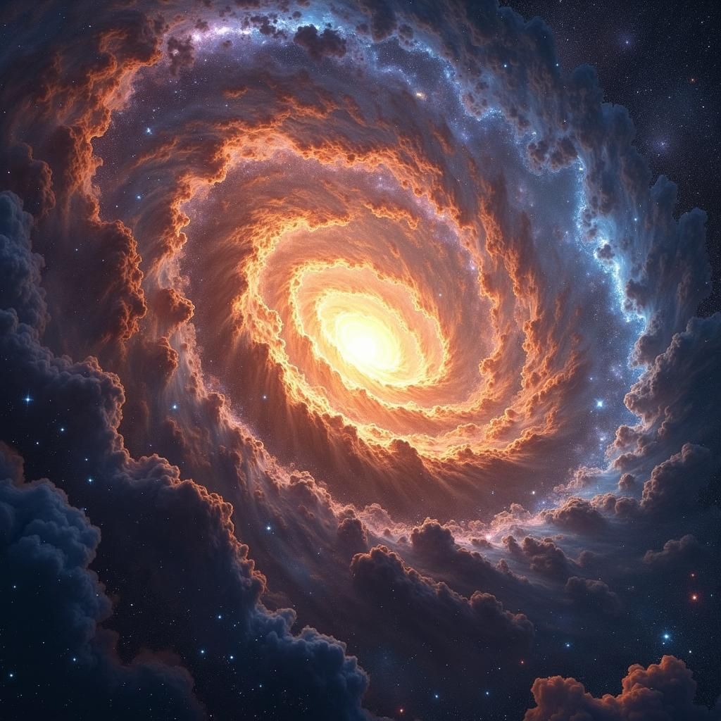 Cosmic Vortex in a Swirling Galaxy Center