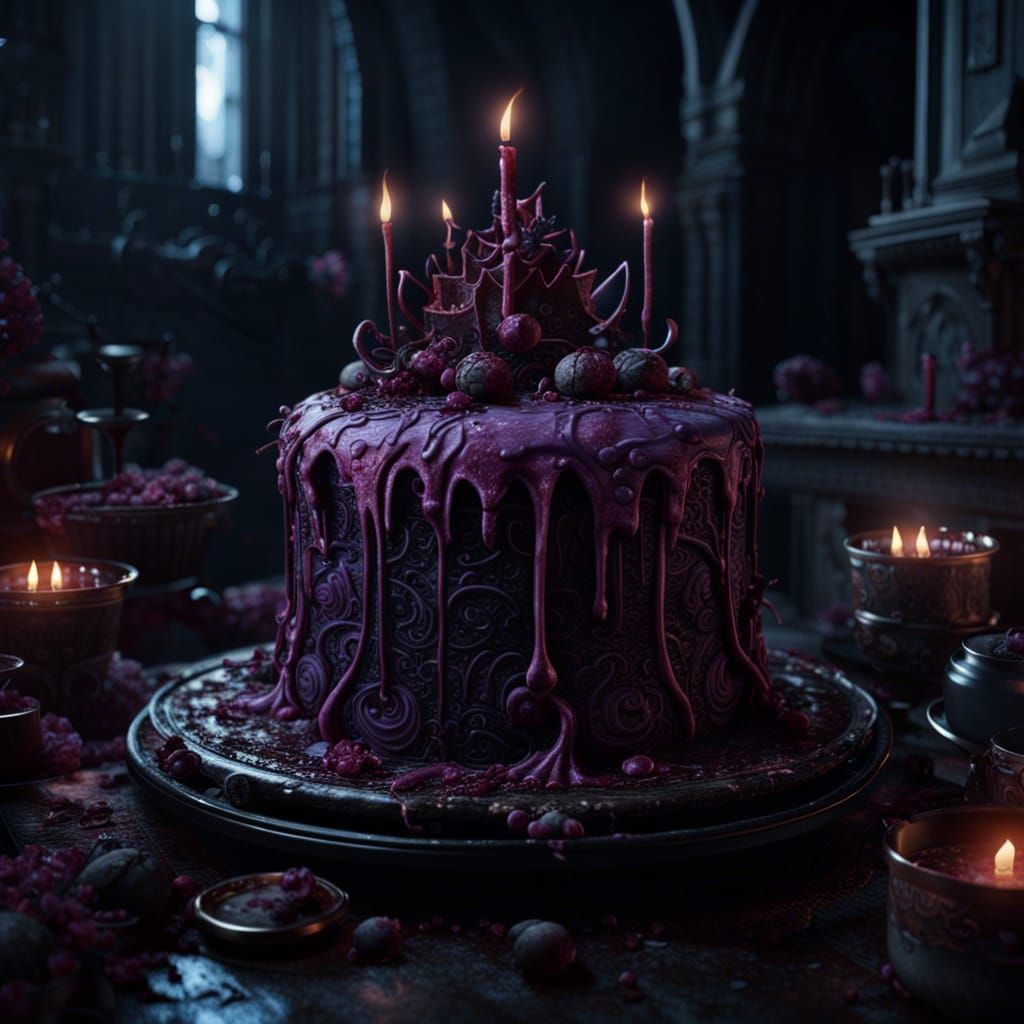 Detailed Goth Cake Fantasy Concept Art