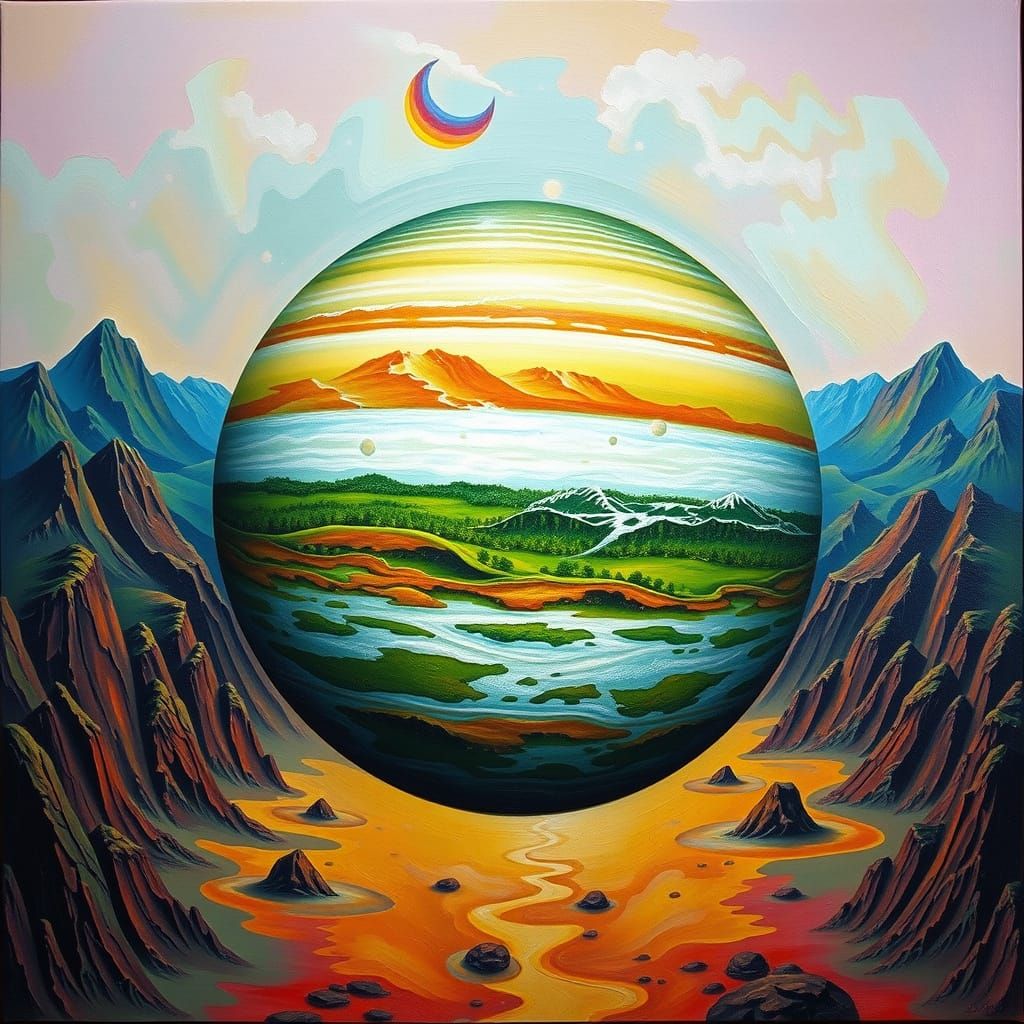Surreal Terrestrial Jupiter with Lush Landscapes and Cosmic ...