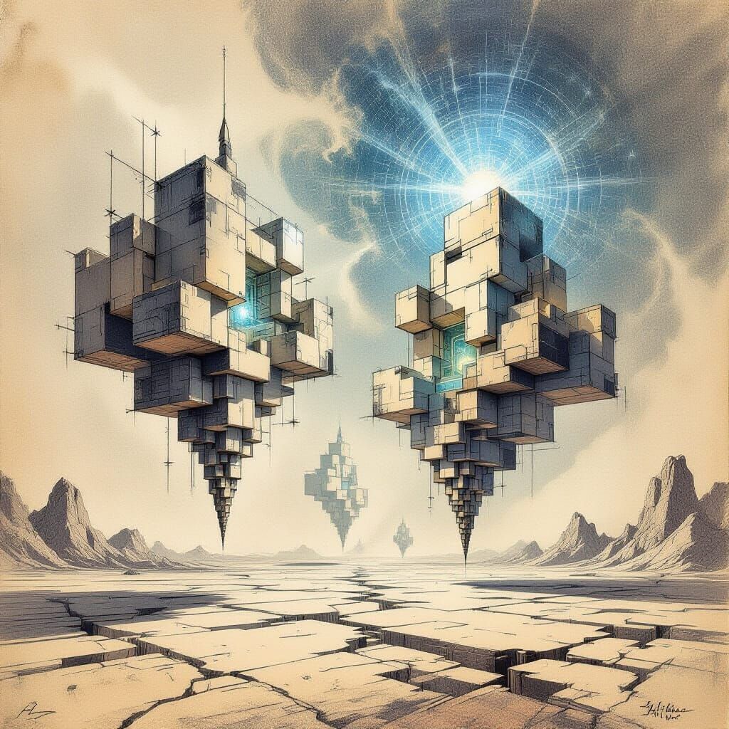 Surreal Concept Art of Impossible Structures Manifesting Rea...