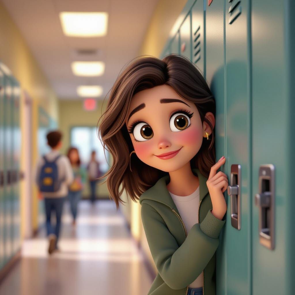 Teenage Girl in Love, Pixar-Style 3D Animation