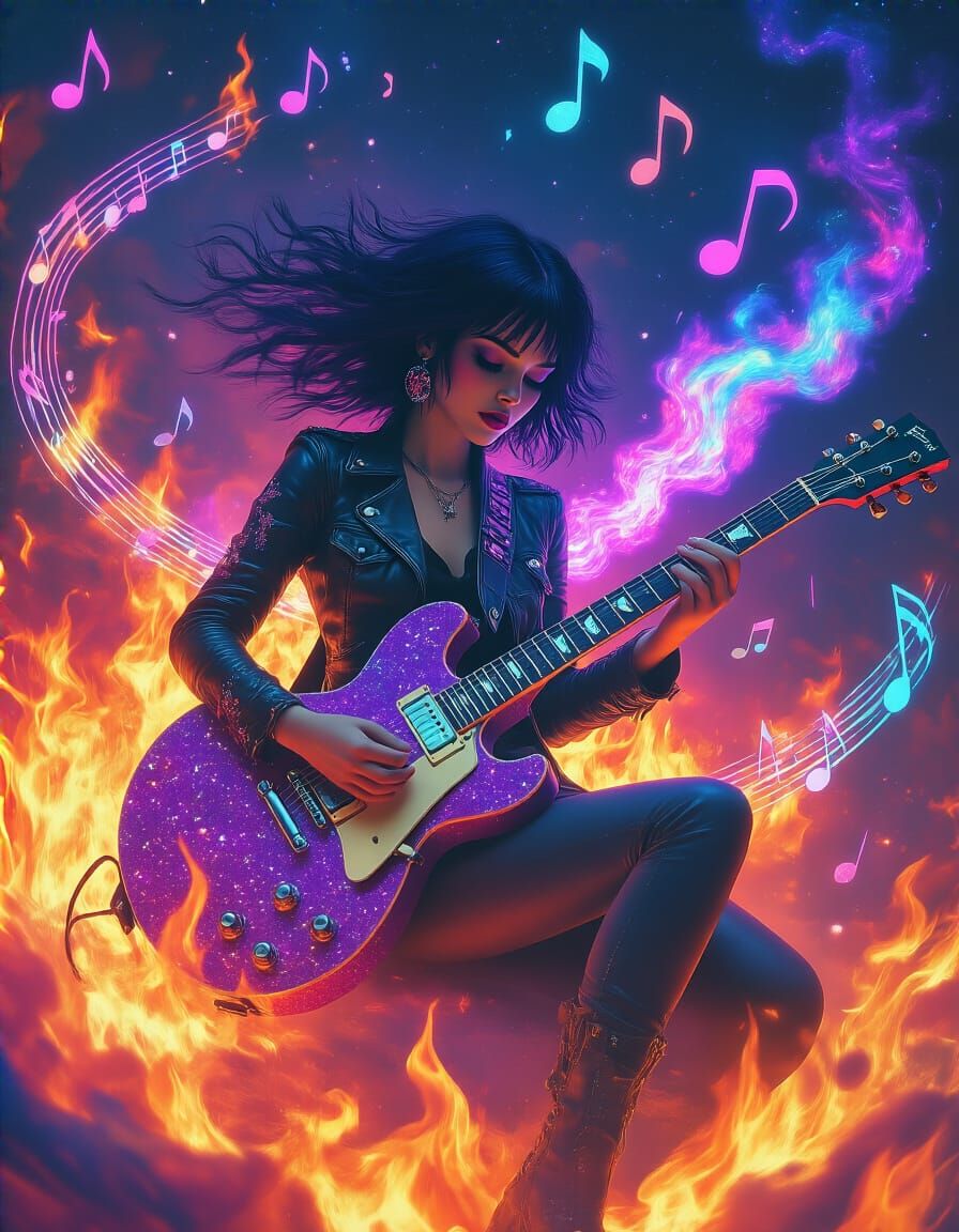 Cosmic Rockstar Plays Guitar in Ash Thorp Style