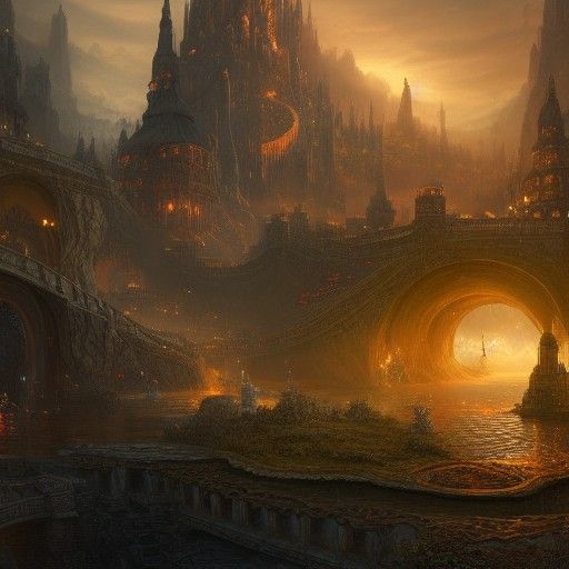 Fantastical Night Scene in Detailed Matte Painting