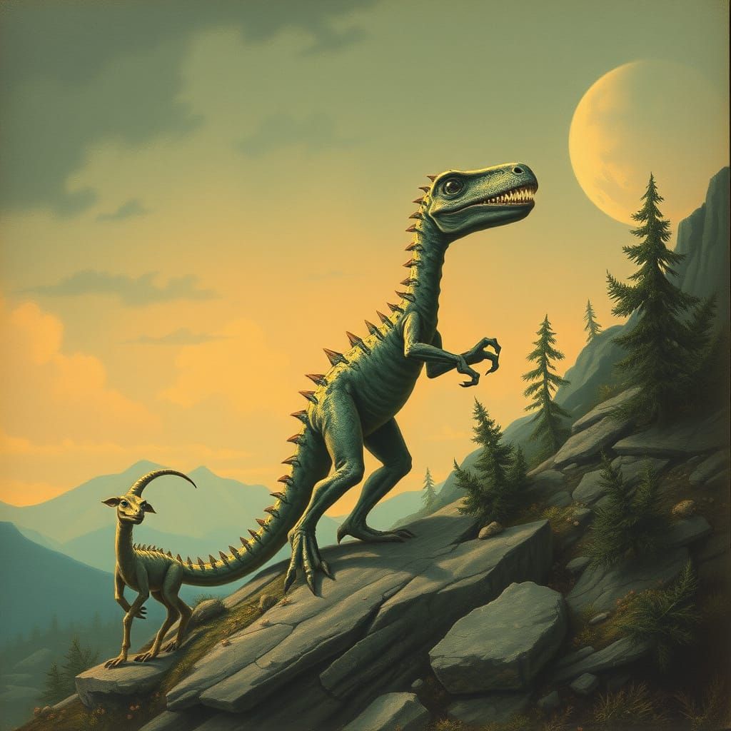 Dinosaurs in a Prehistoric Landscape