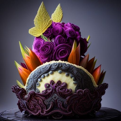 Gothic Cake with Psychedelic Zombiecore Aesthetic