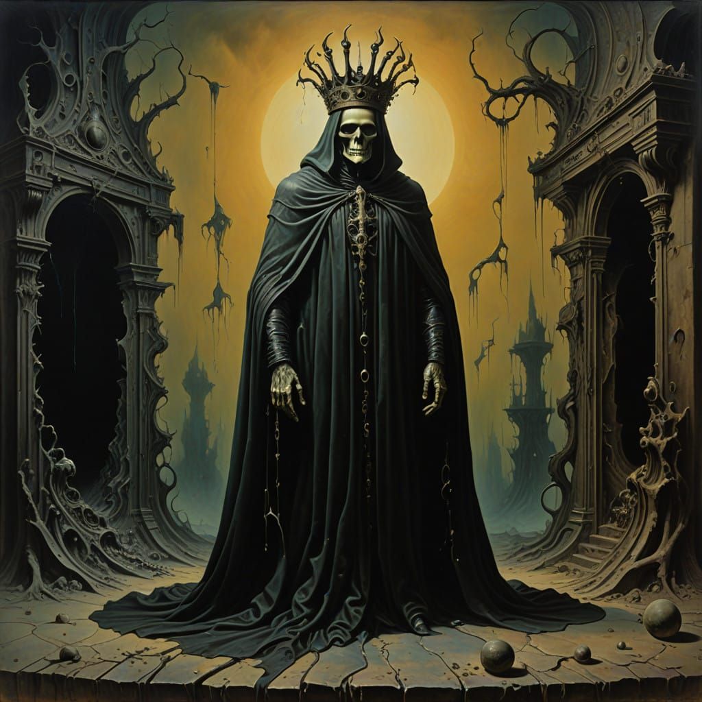 Regal Figure Trapped in Surrealist Nightmare