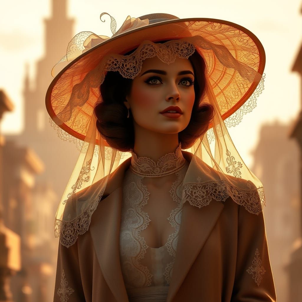 Ethereal Silhouette in 1950s Cityscape