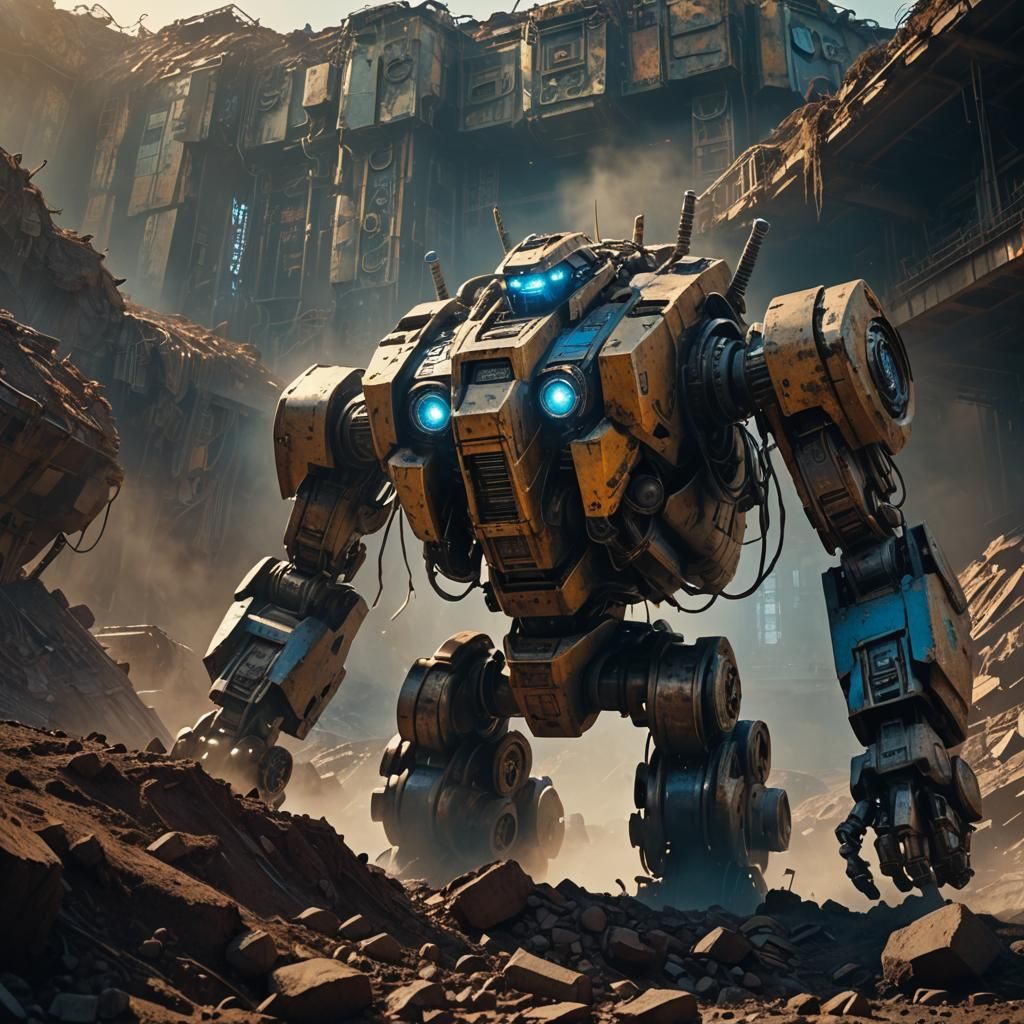 Mountain Robot Awakens: Cinematic Film Still