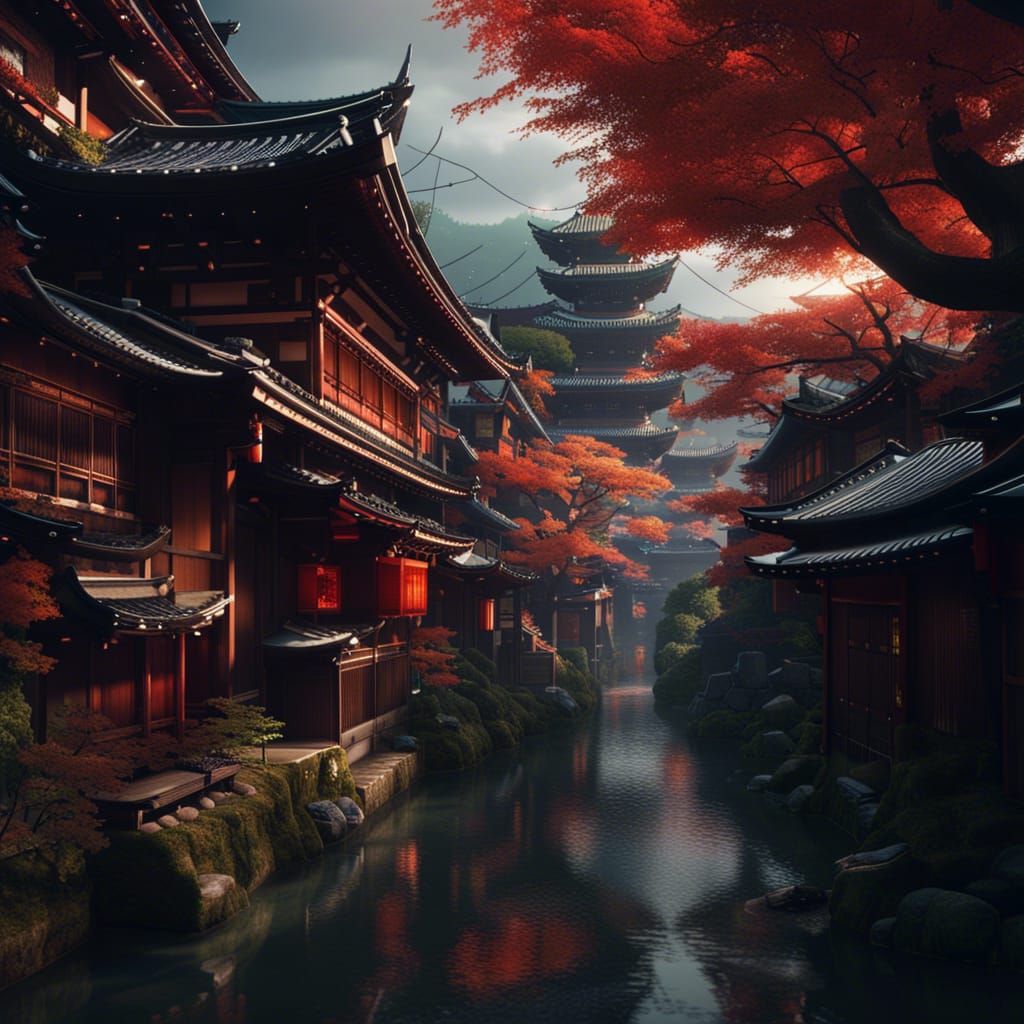 Kyoto as Detailed Matte Painting