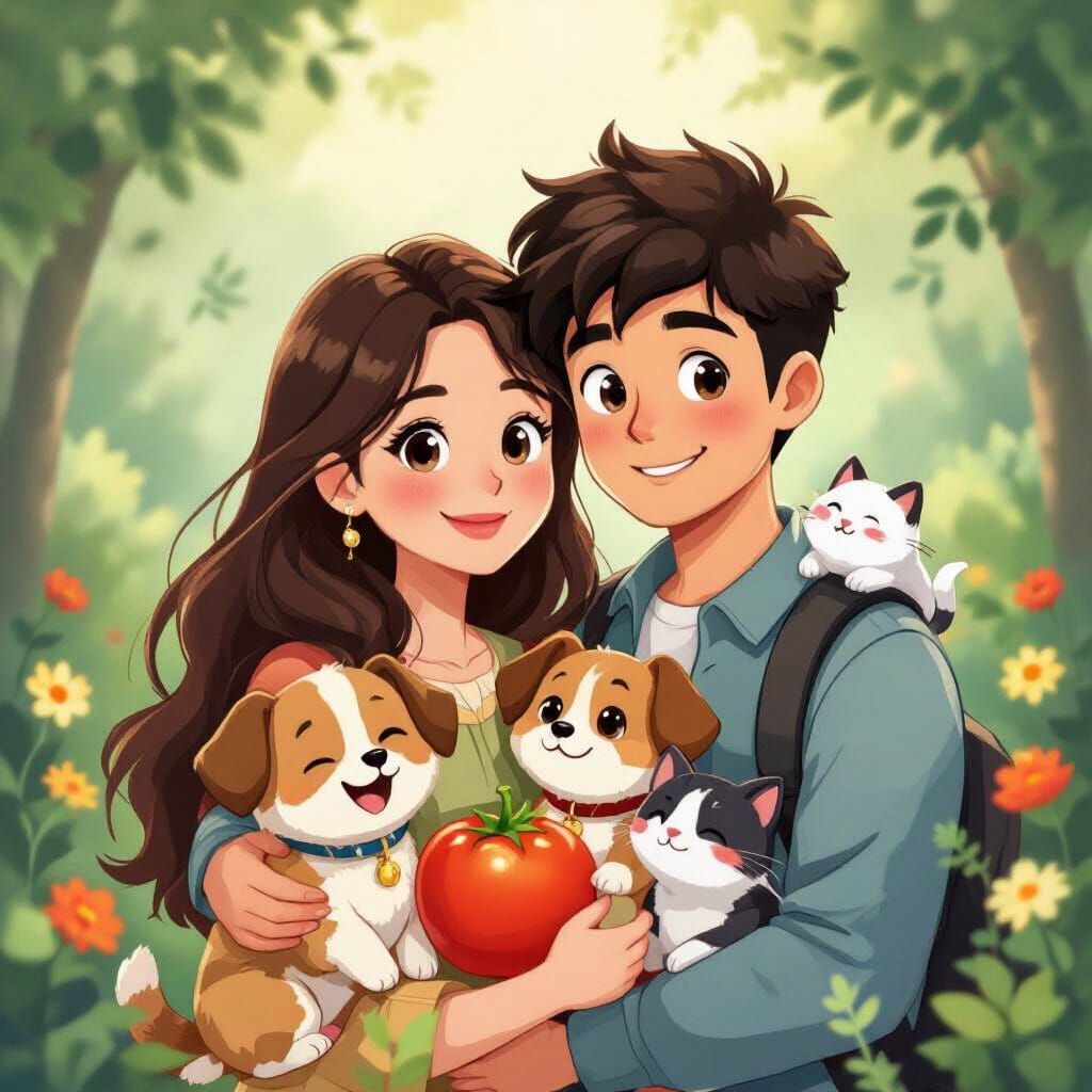Studio Ghibli Style Family Portrait Selfie