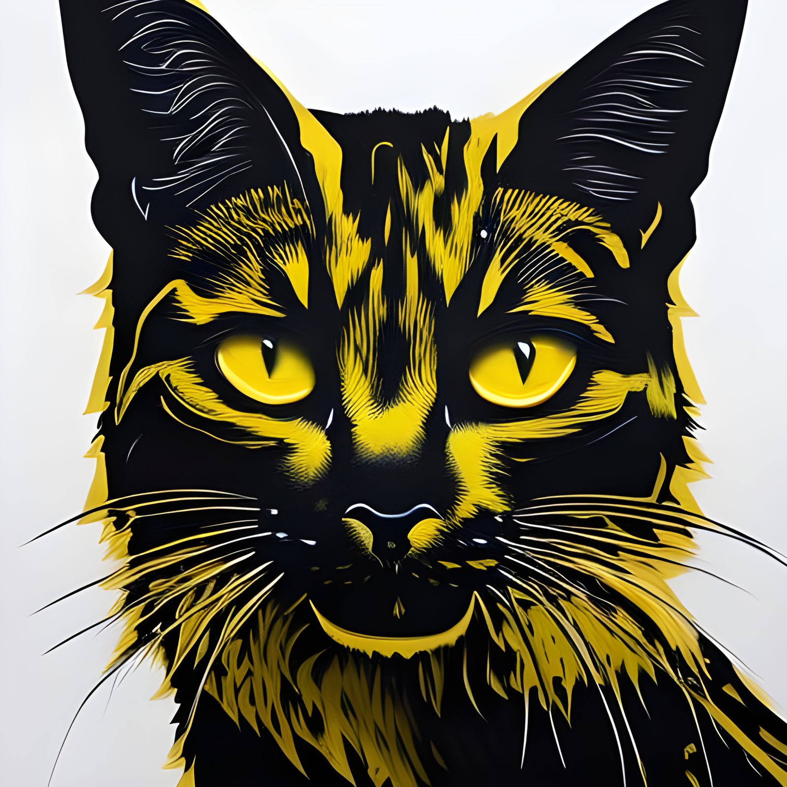 Black and Gold War Cat in Graffiti Art Style