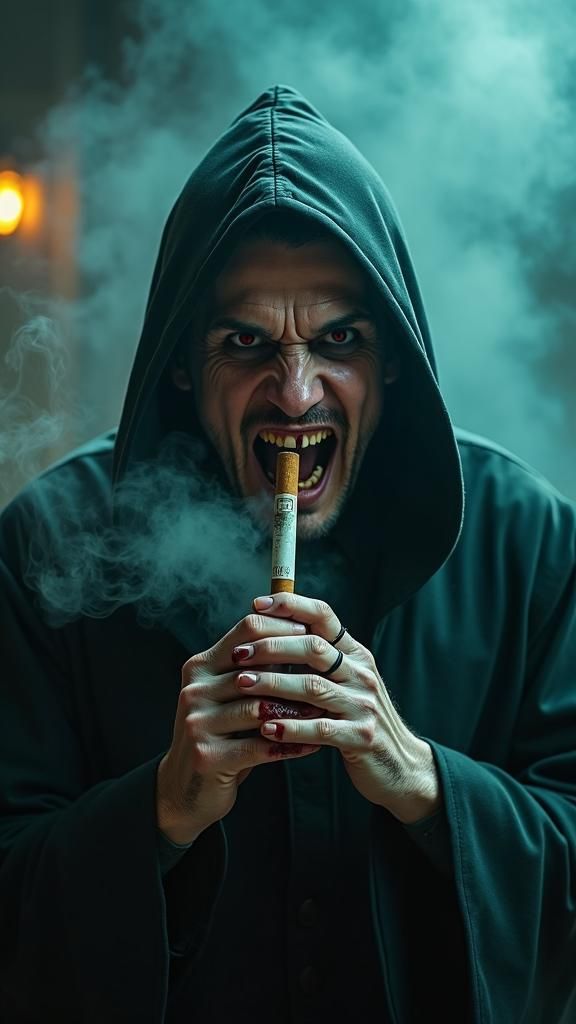 Evil Vicar with Sinister Grin in Cinematic Style