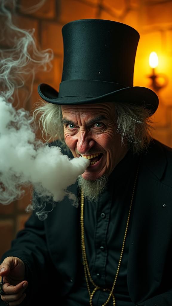 Sinister Vicar Smoking a Joint in Cinematic Style