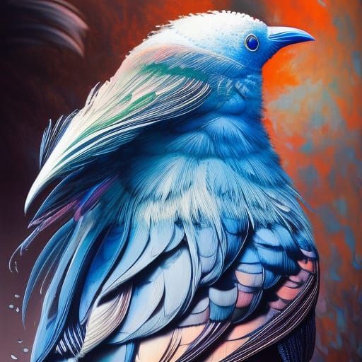 Hyperrealistic Eagle-Bird in Multicolor Ink Flow