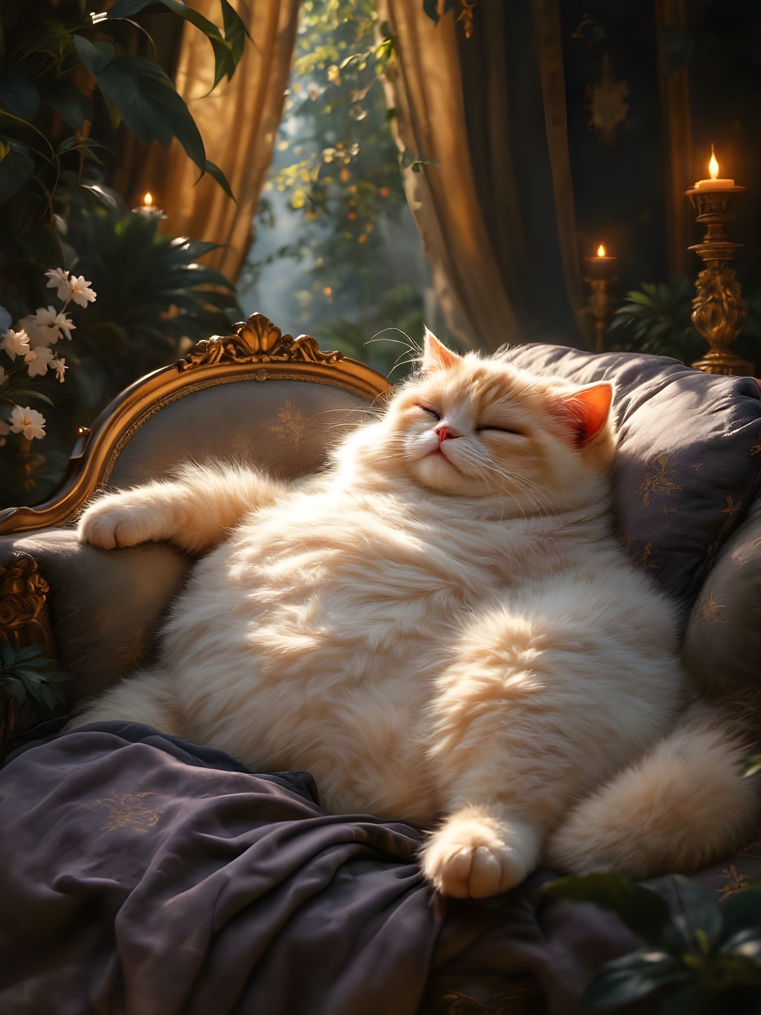 Ethereal Cat Basks in Golden Light