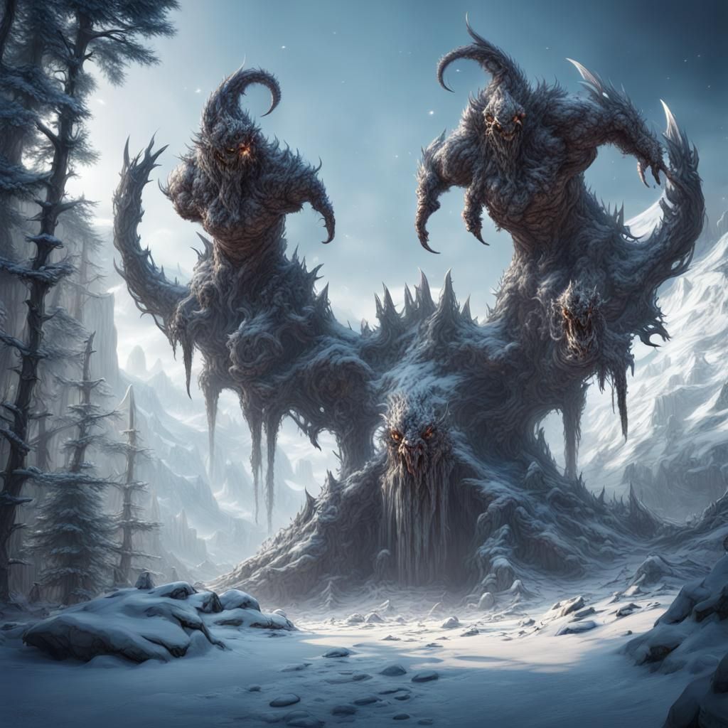 Ancient Snow Monster Concept Art in 8k