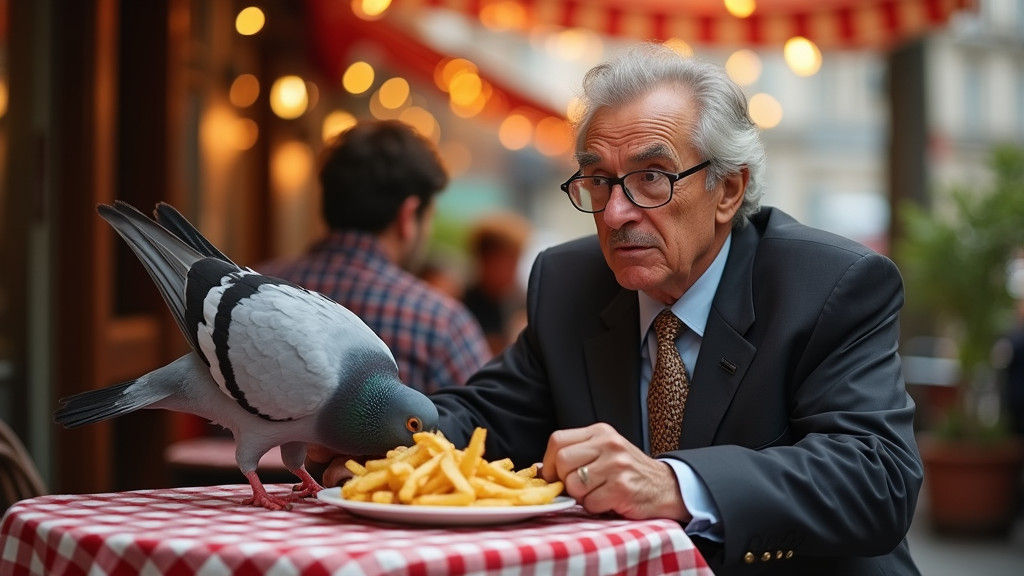 Pigeon Pilfering Fry: Candid Street Photography