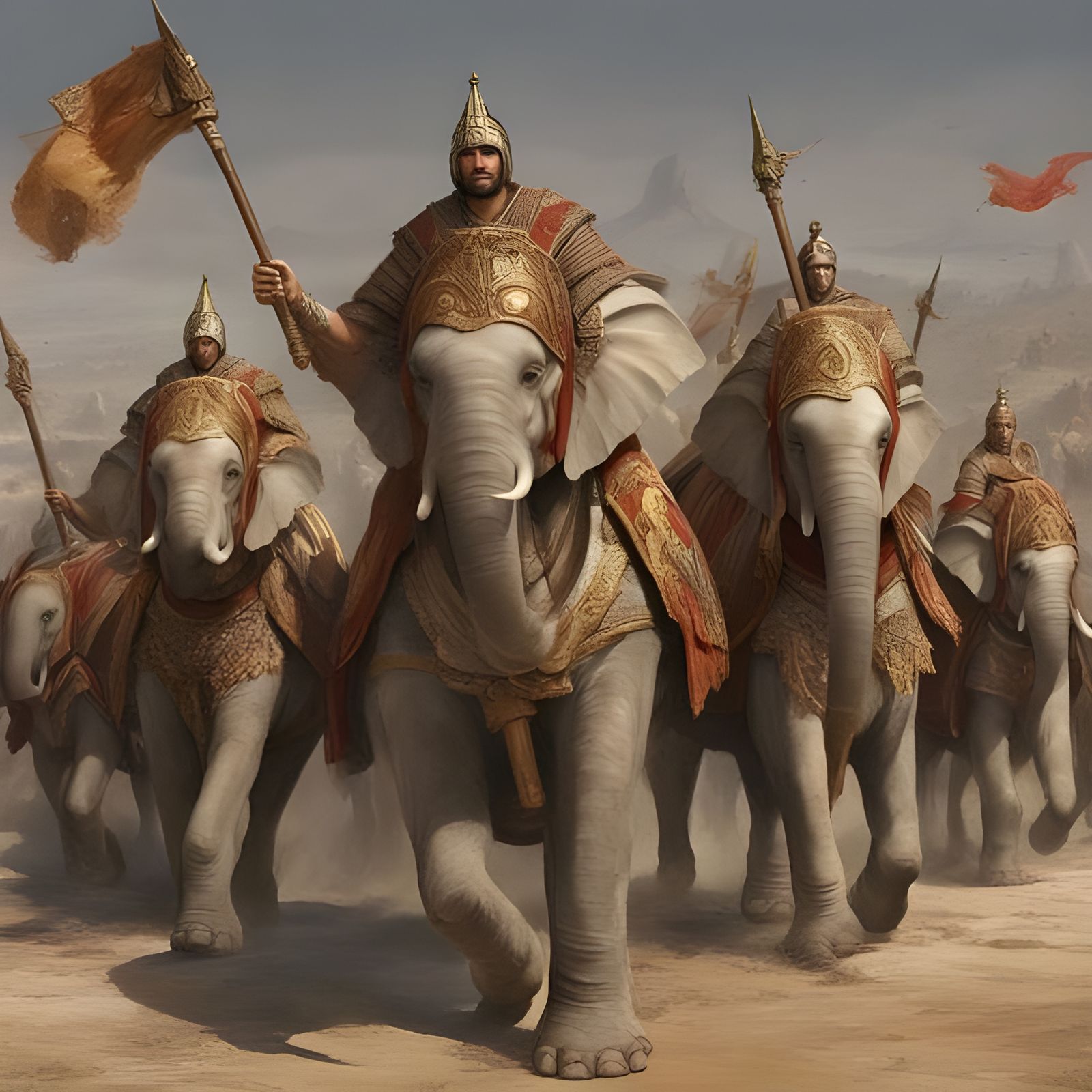 Carthaginian War Elephants with Hannibal's Archers