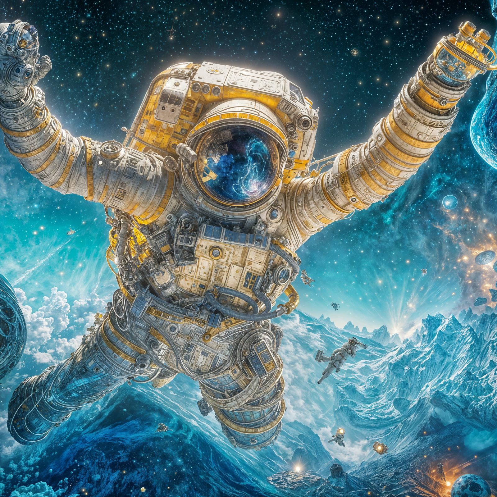 Astronaut in Space: Van Gogh-Inspired Digital Art