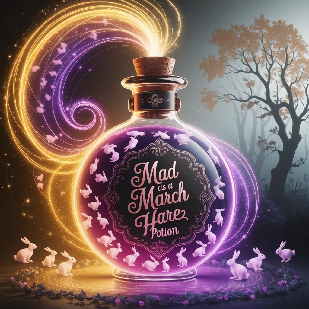 Glowing Potion Bottle in Whimsical Digital Art