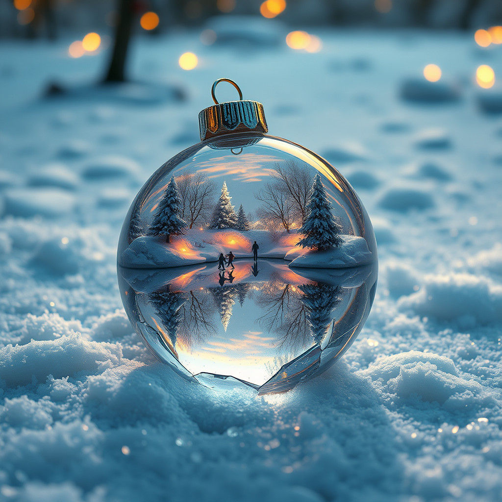 Fractured Ornament Reflects Winter Wonderland