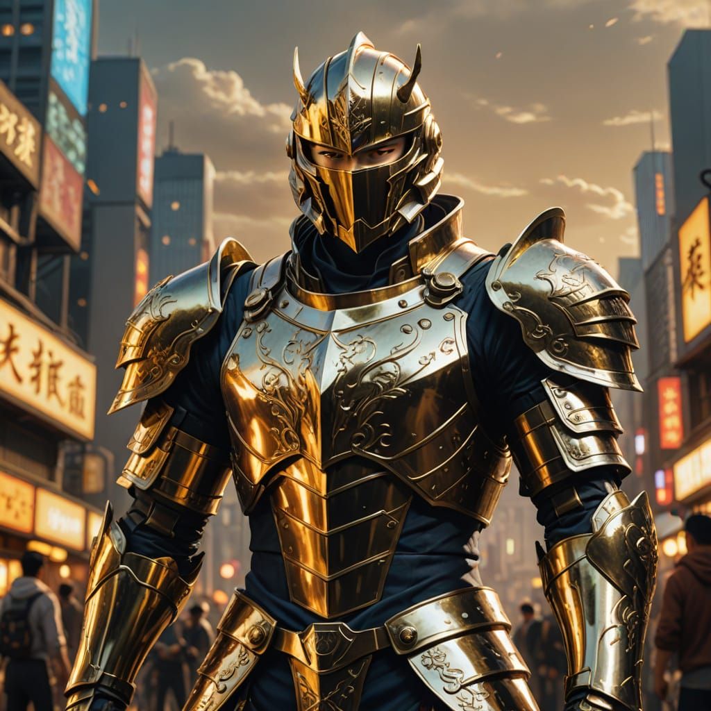 Anime Knight Ready for Action in Cinematic Style