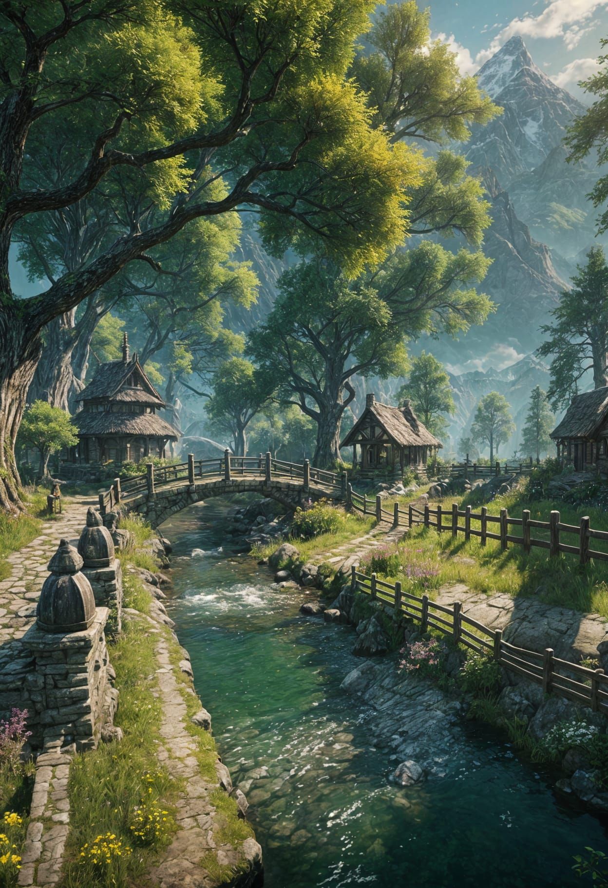 Idyllic Fantasy Landscape Inspired by RPG Games