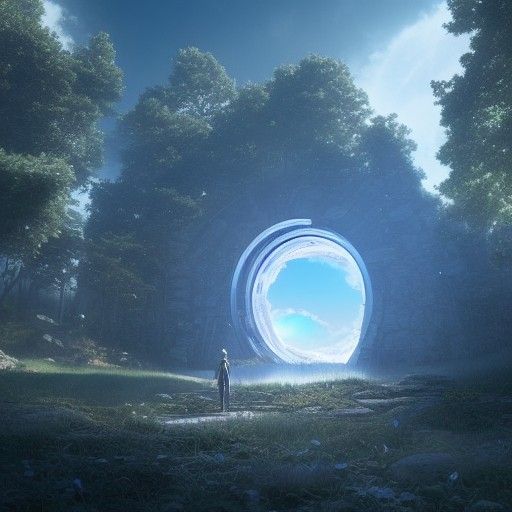 Teleport Portal in the Sky: Shounen Anime Render
