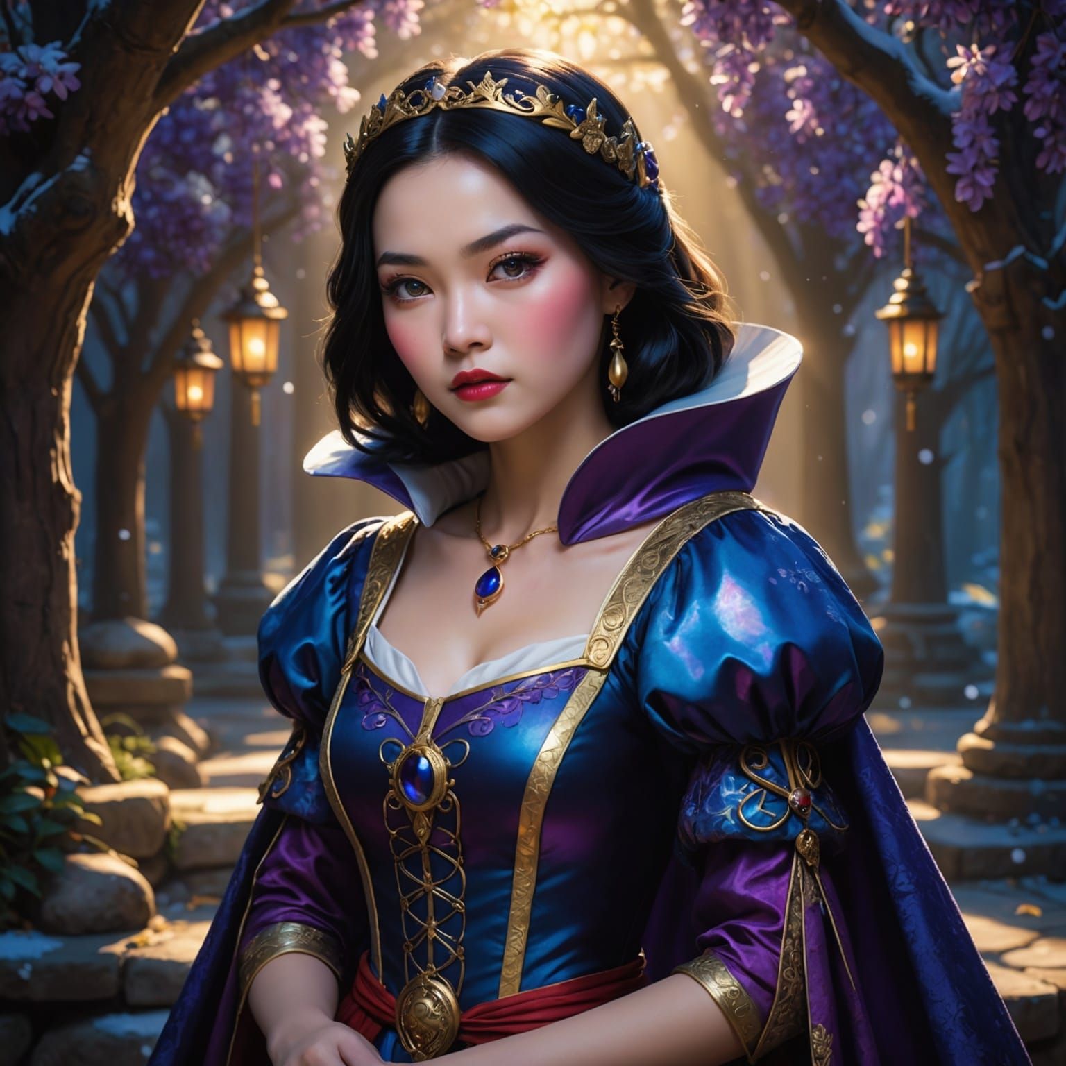 Asian Snow White Portrait in Dark Fantasy Style
