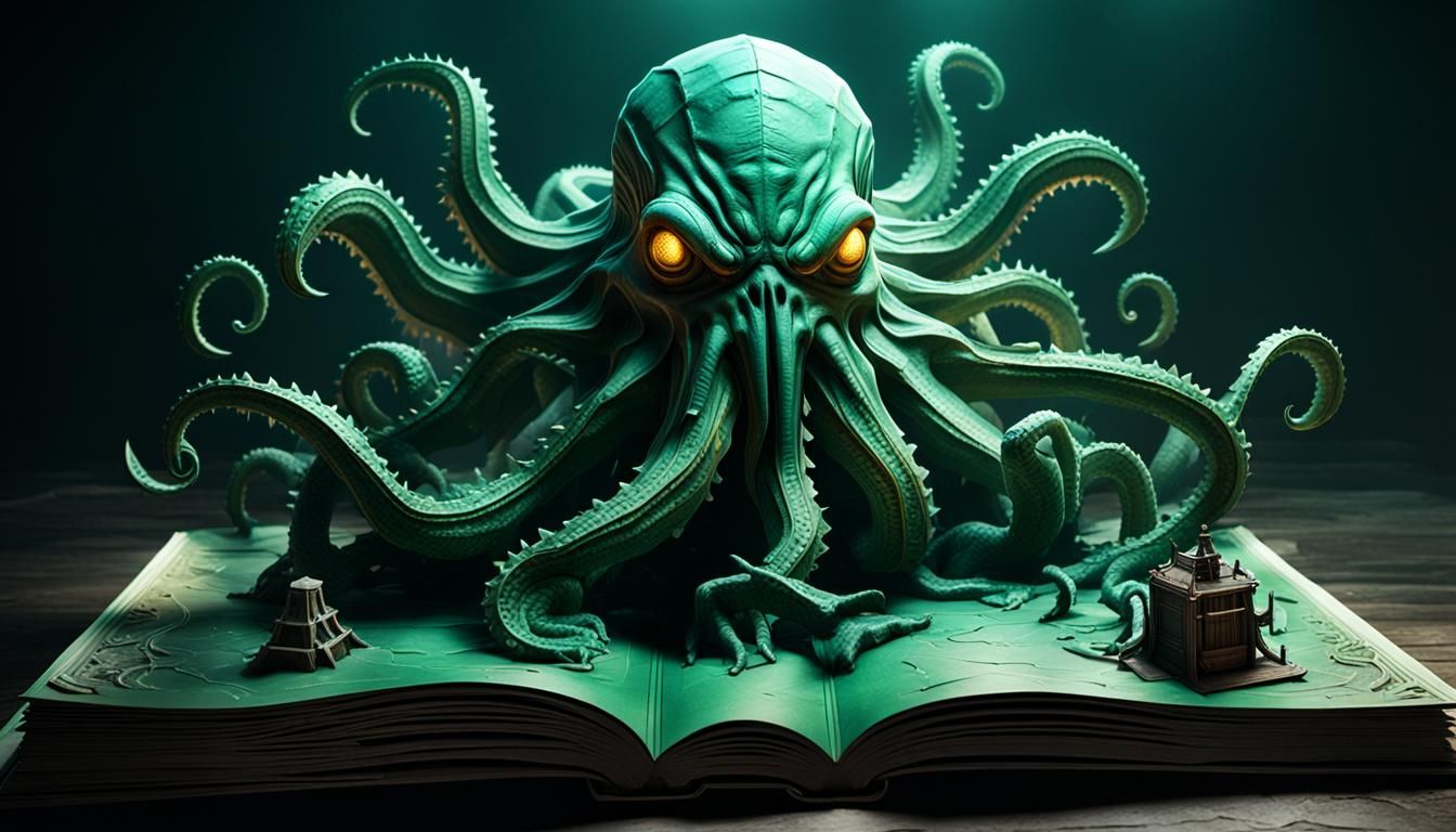 Cthulhu Pop-Up Book in 3D Cinematic Style