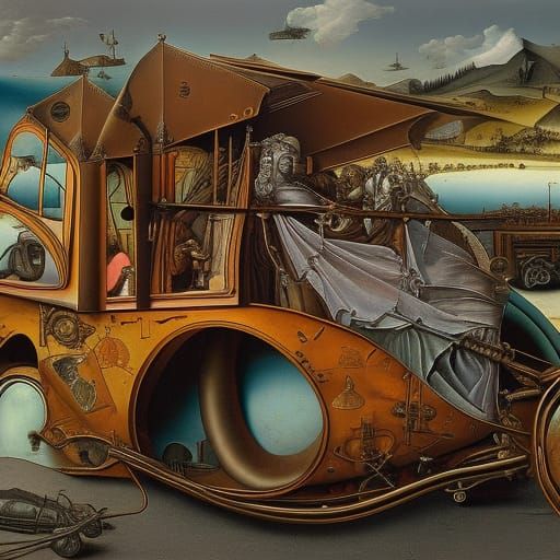 Surreal Steampunk Ambulance Car by Bosch and Dali