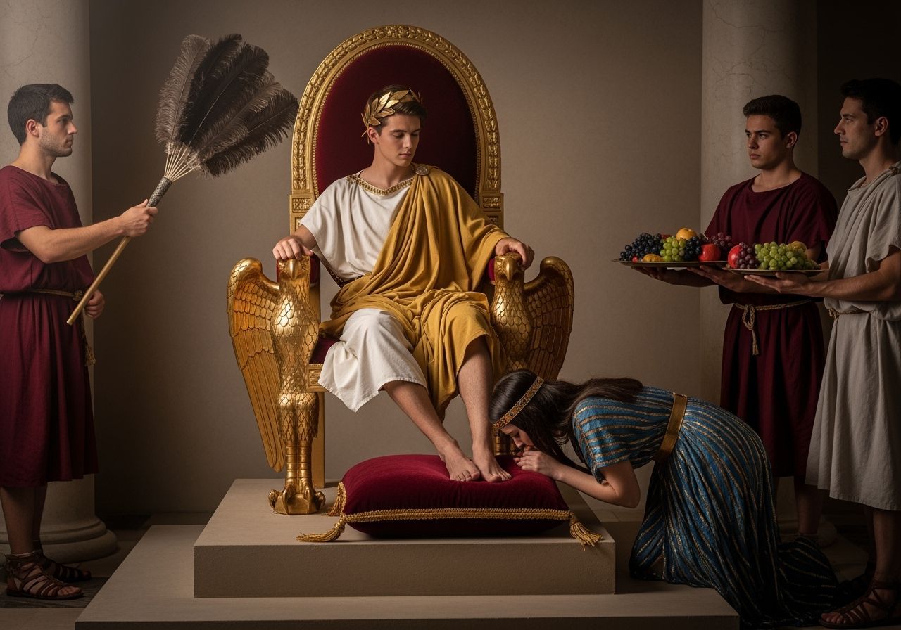 Roman Emperor Receives Homage in Lavish Throne Room