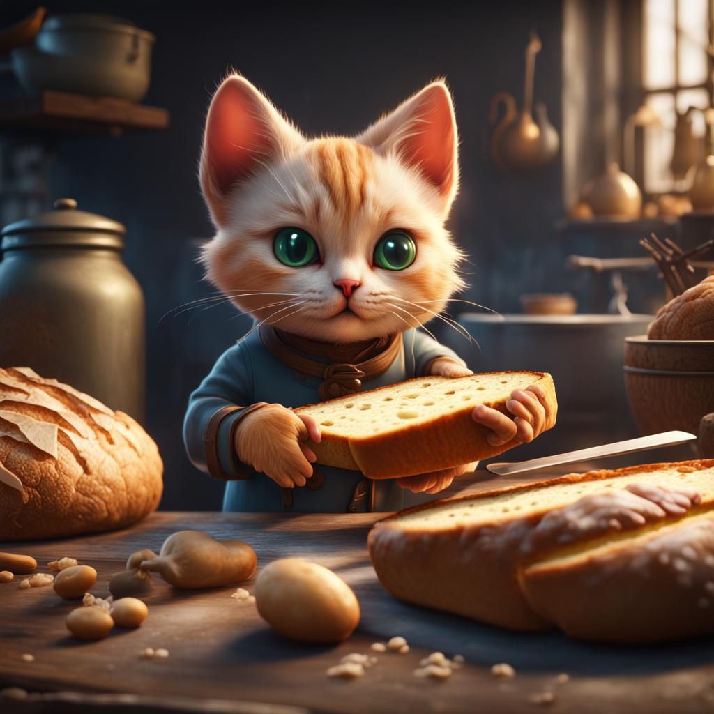 Young Cat Bakes Bread: Fantasy Concept Art