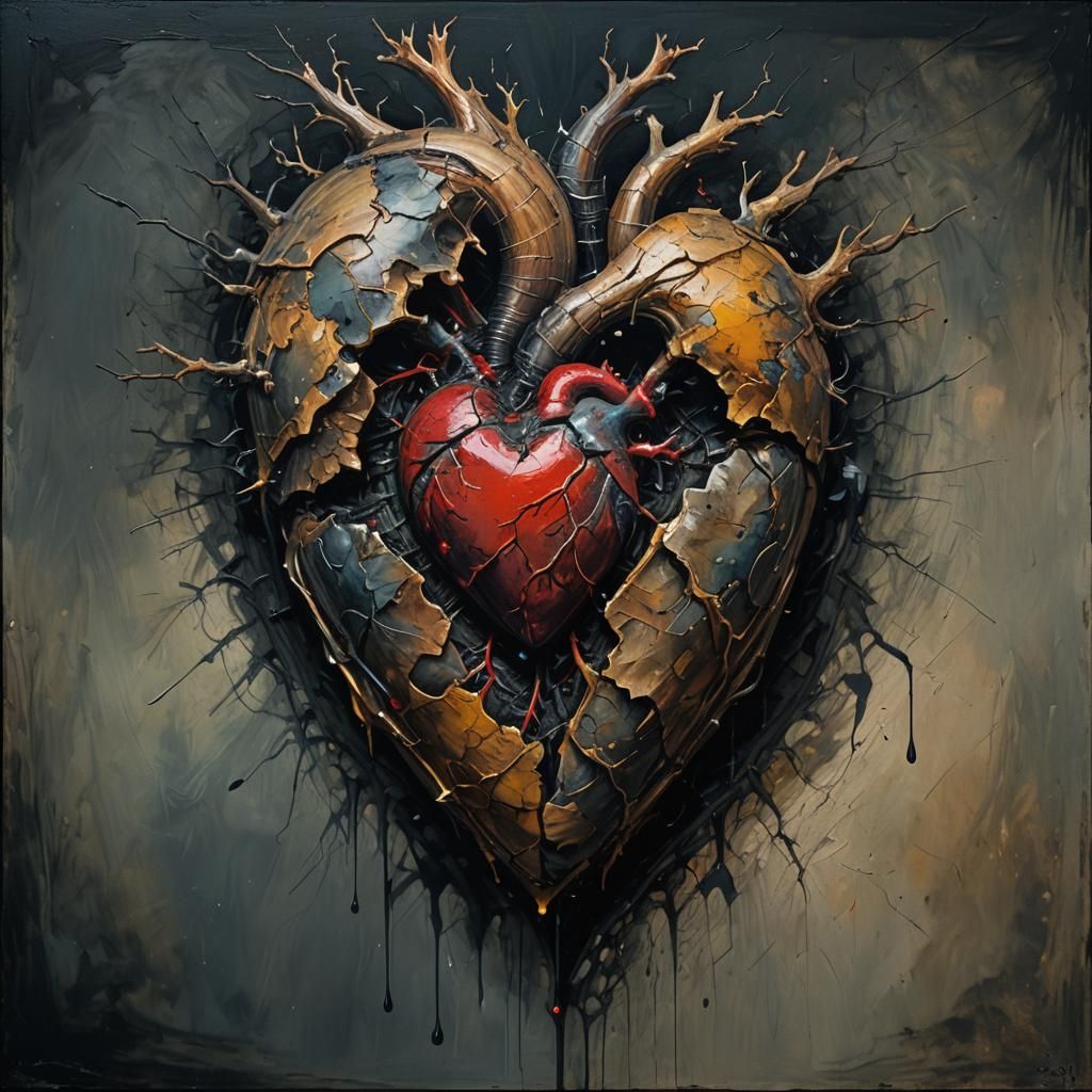 Troubled Heart Consumed by Darkness: Hyperrealistic Concept ...