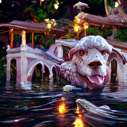 Falcor the Luck Dragon in Serene Lake