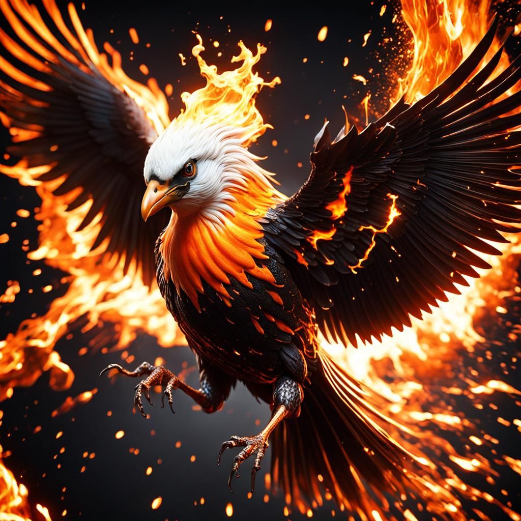 Molten Metal Bird in Flight: Dramatic 3D Rendering
