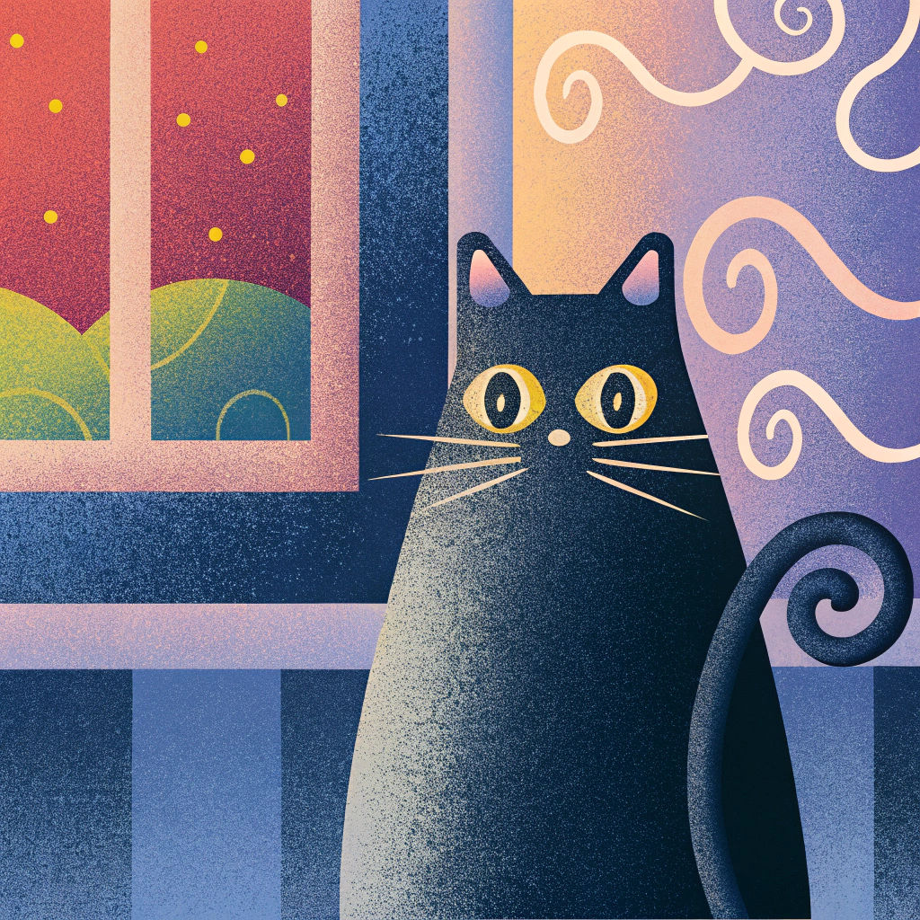 Expressionist Cat Portrait in Munch Style