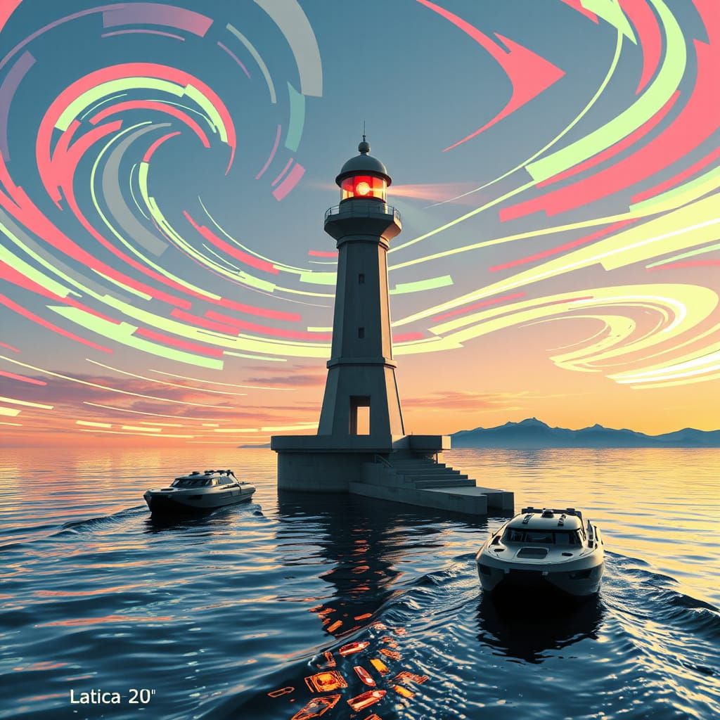 Cyberpunk Lighthouse Illuminates Neon Future
