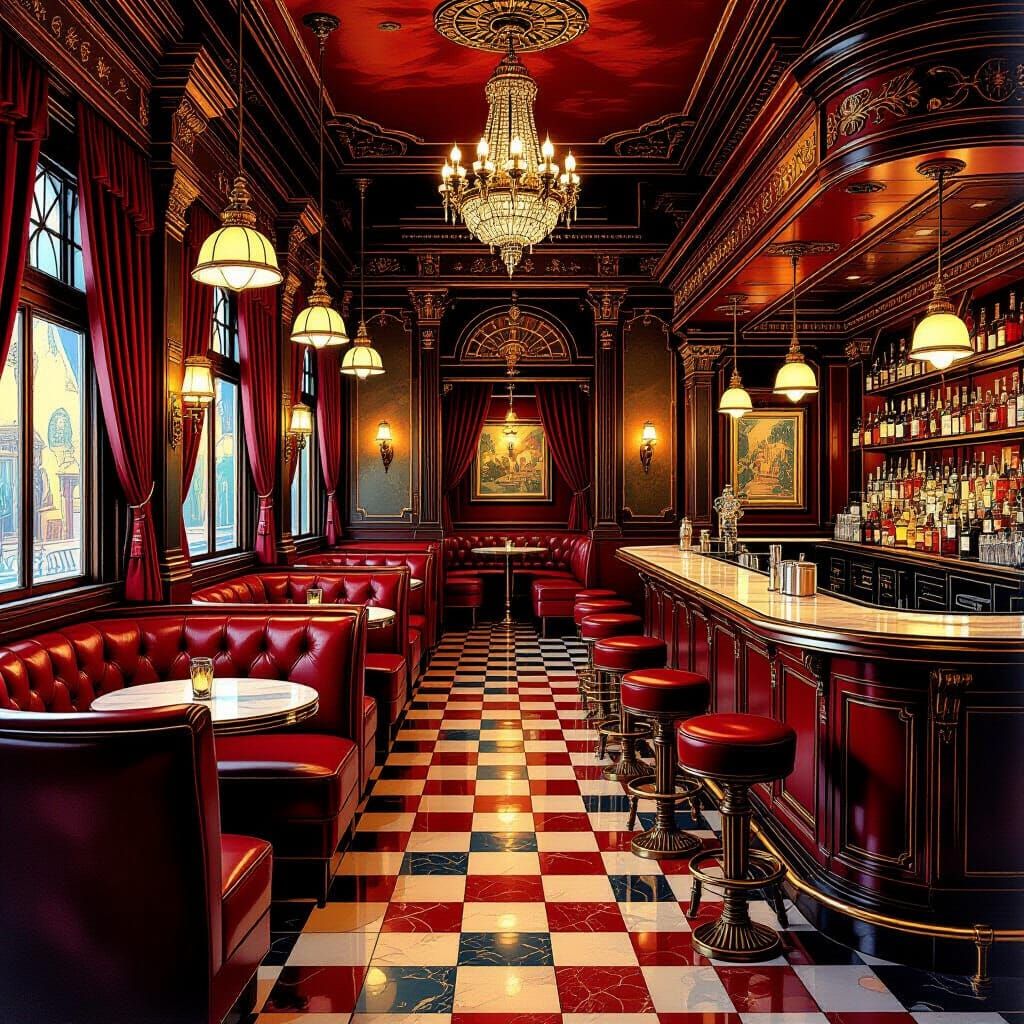 1920s Speakeasy in Gouache Style