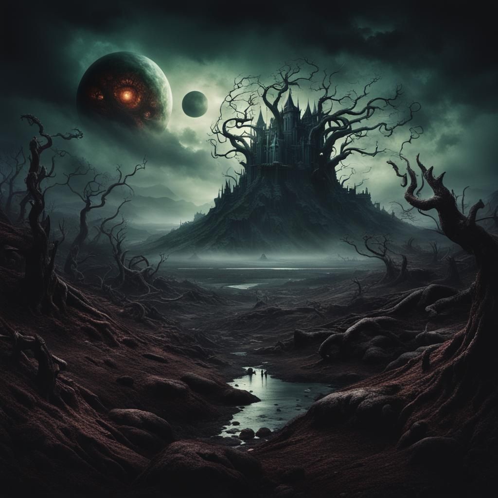 Dark Lovecraftian Magical Fantasy Landscape