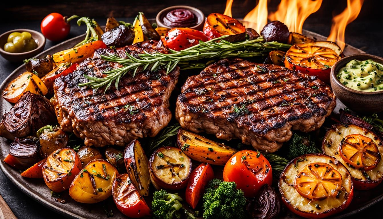 Epic BBQ Platter in Comic Book Style