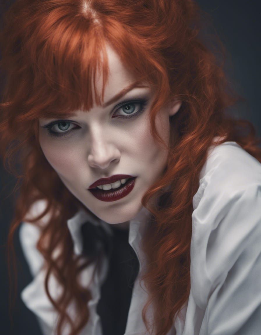 Vivid Redhead Vampire Portrait in Sharp Focus