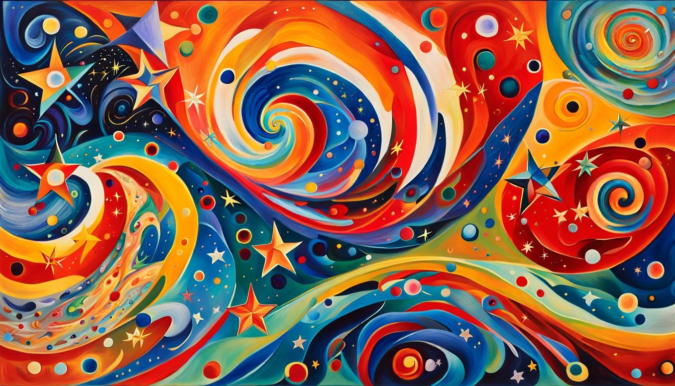 Cosmic Star Family in Abstract Expressionist Style