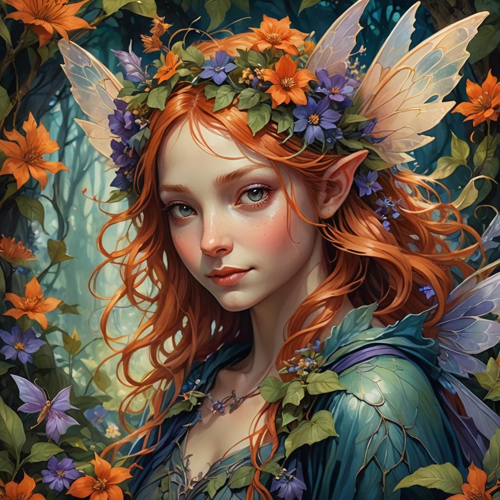 Enchanting Fairy Girl Portrait in Fantasy Art Style