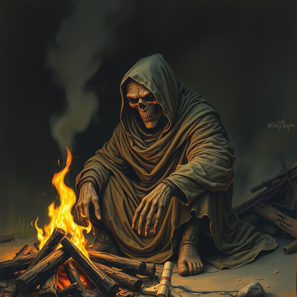 The Leper's Tormented Vigil in Dark Fantasy Style