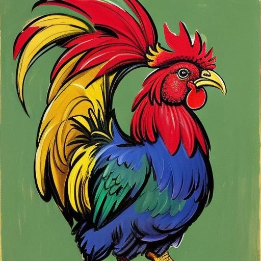 Rooster in the Style of Toulouse-Lautrec
