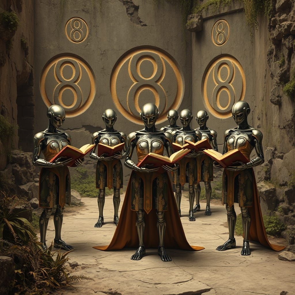 Eerie Androids Gather in Ancient Ruins, Searching for Secret...
