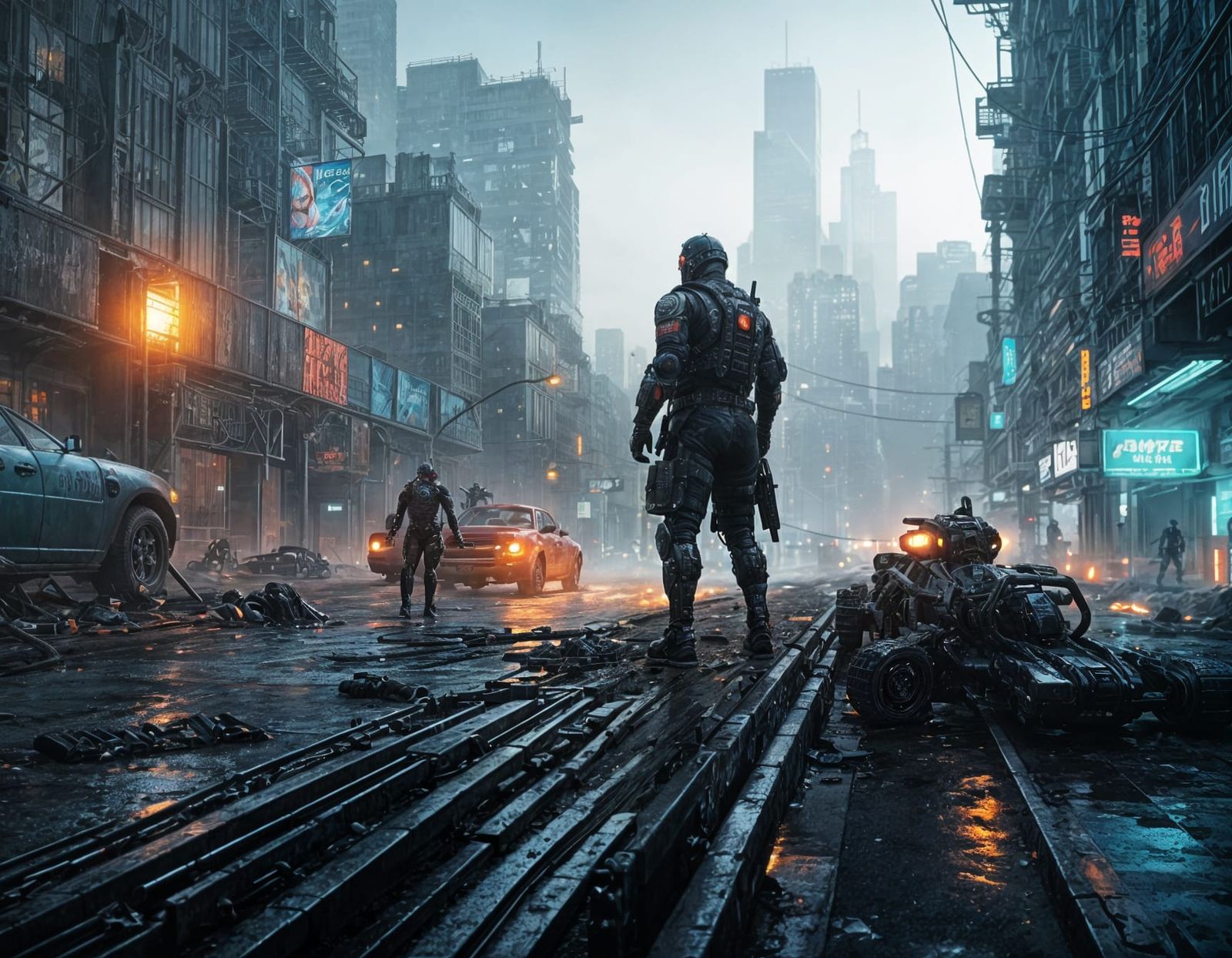 Cyborgs Hunting Humans in Dystopian City
